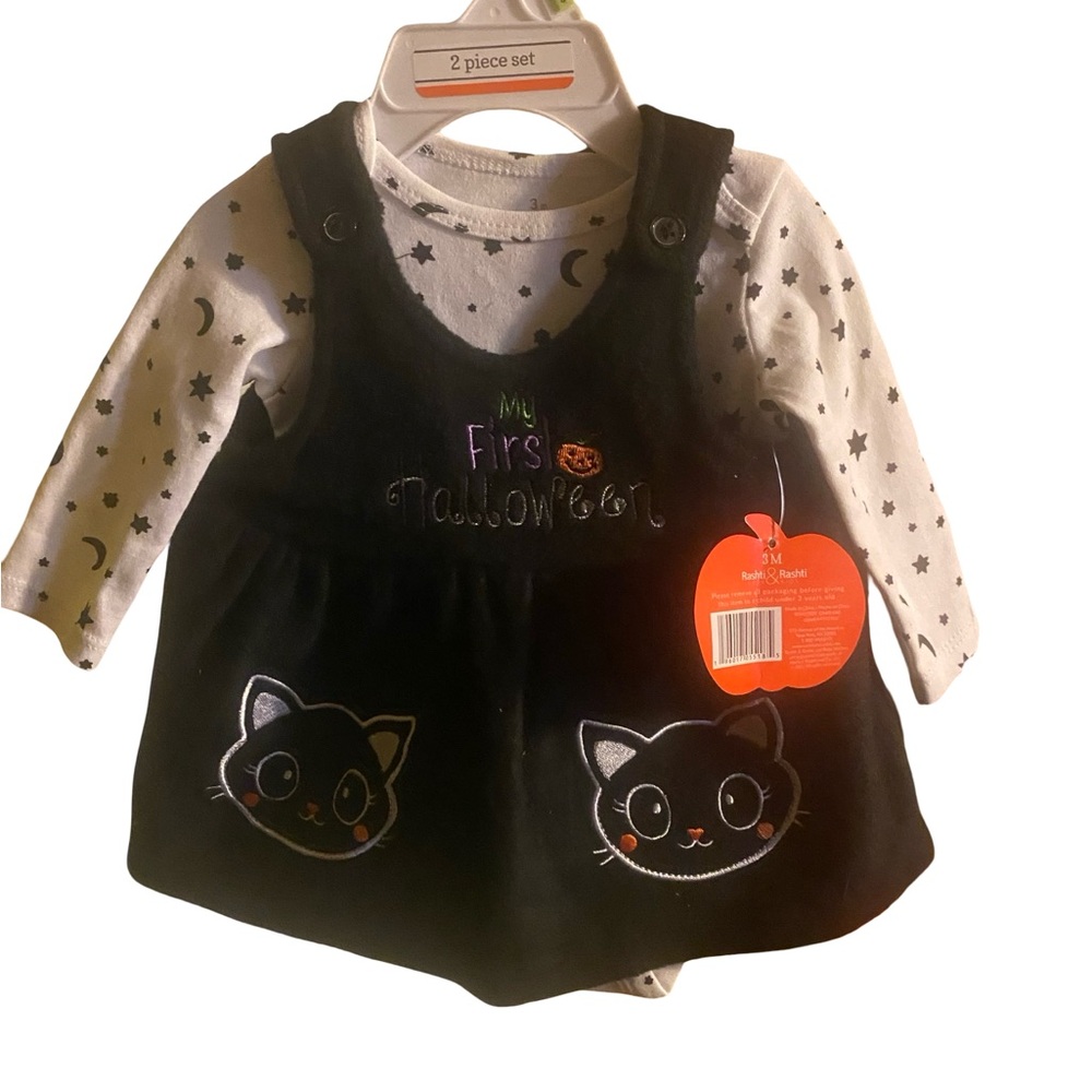 Black Cat First Halloween Baby Outfit